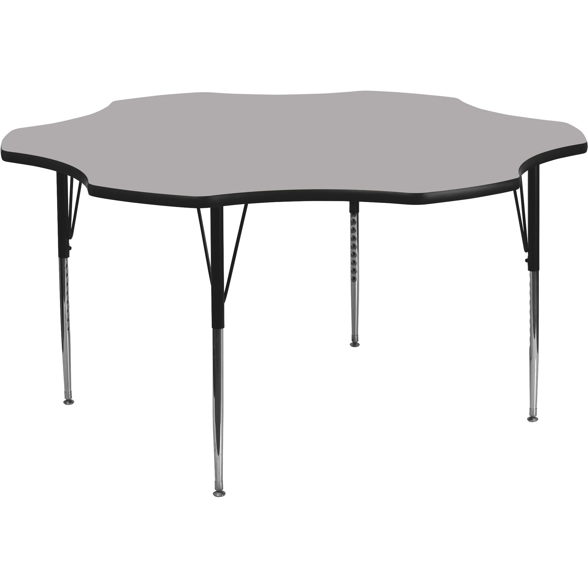 Flash Furniture Flower-Shaped Activity Table — 60in.W x 60in.D x 21 1/8–30 1/8in.H